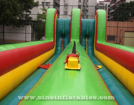 10m panjang anak-anak N orang dewasa bungee run interaktif tiup untuk kegiatan permainan interaktif indoor atau outdoor