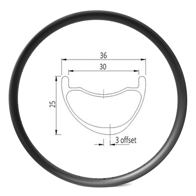 Profil pelek asimetris 29er pelek karbon sepeda XC lebar internal 30mm