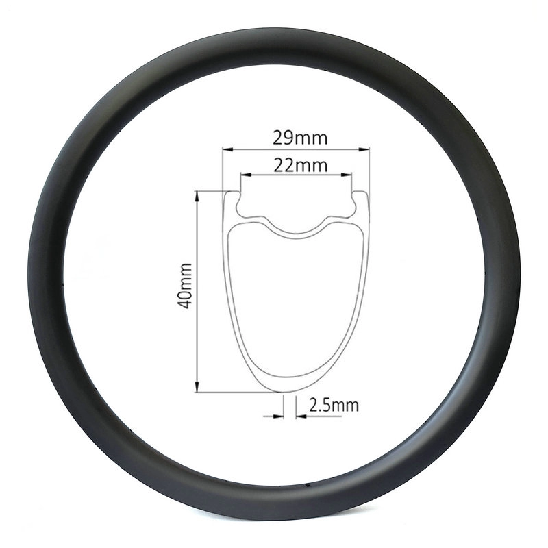 Sepeda cakram 700c asimetris dengan lebar internal 22mm, pelek penentu dalam 40mm