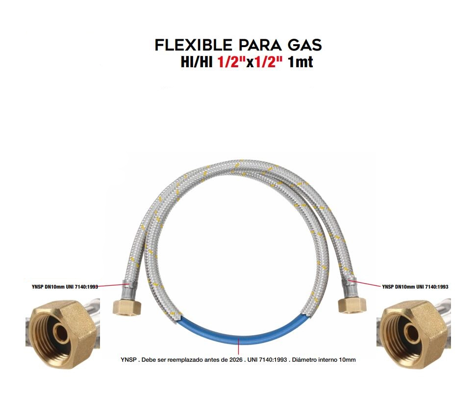 Konektor fleksibel para gas 1/2x1/2