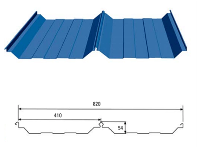 Lembaran Atap Baja Bergelombang Panel Dinding Tipe Gigitan 820