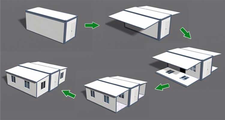 Mudah merakit rumah kontainer lipat rumah mobil yang dapat diperluas