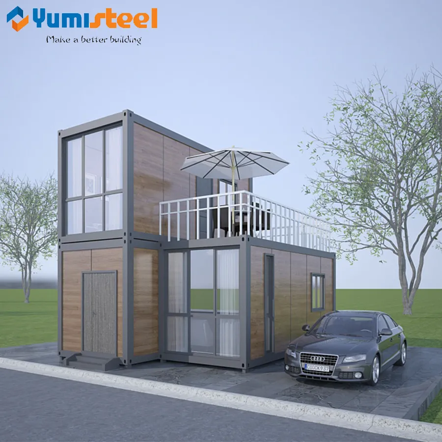 Rumah Kontainer Dua Lantai Prefabrikasi untuk Villa