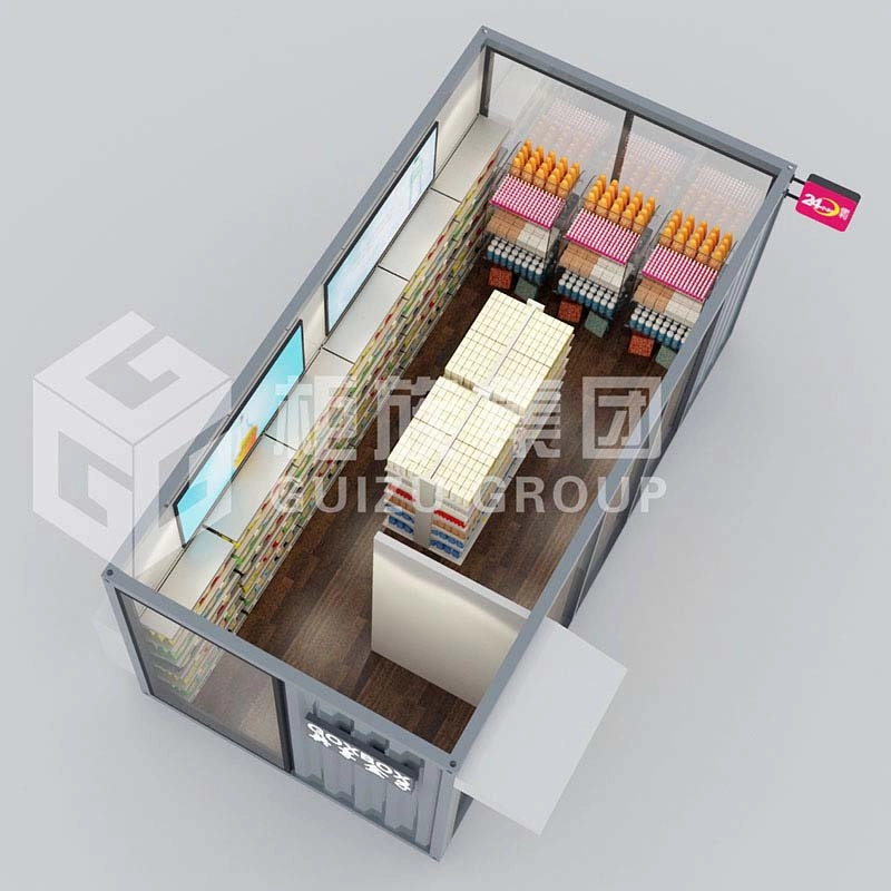 Toko Prefabrikasi yang dimodifikasi China Container untuk toko swalayan