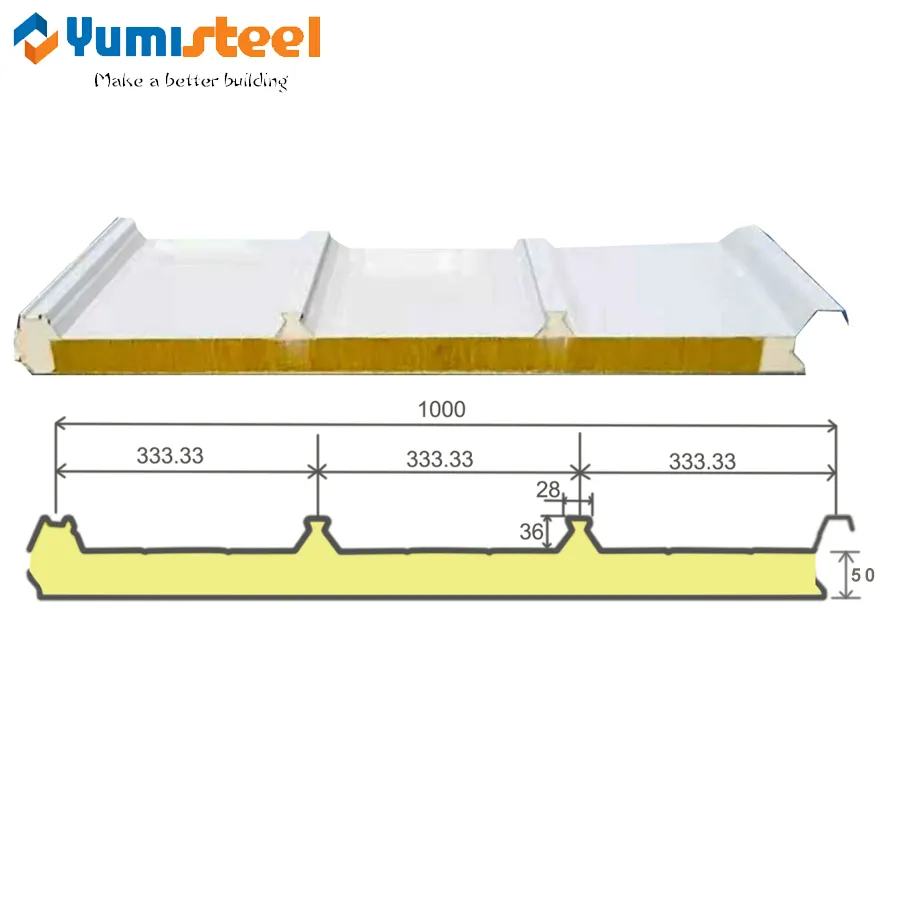 Panel sandwich atap multifungsi 4 rusuk 50mm untuk solusi fotovoltaik surya