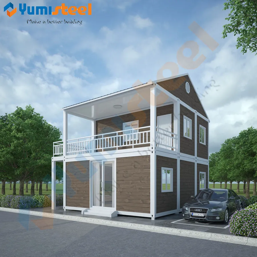 Rumah Cotainer Paket Datar Prefabrikasi dua lantai untuk vila keluarga yang tinggal