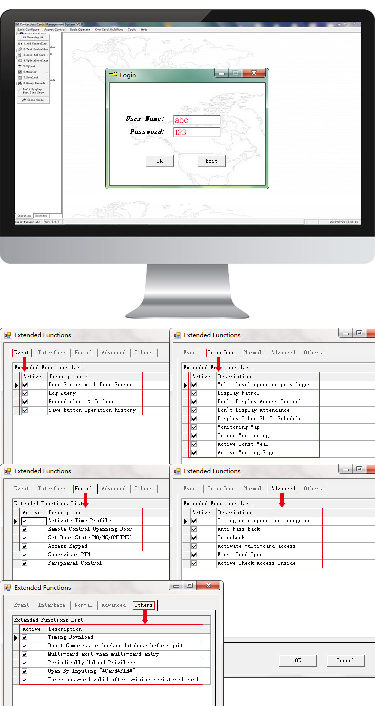 Pengontrol Panel Papan Kontrol Akses RS485