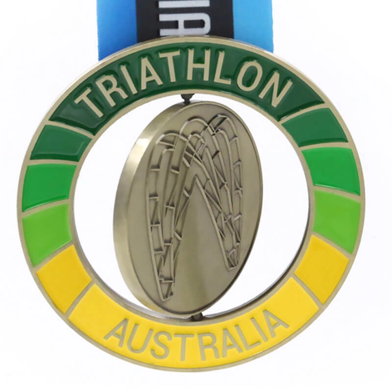 Medali triathlon pemintalan khusus pabrik medali