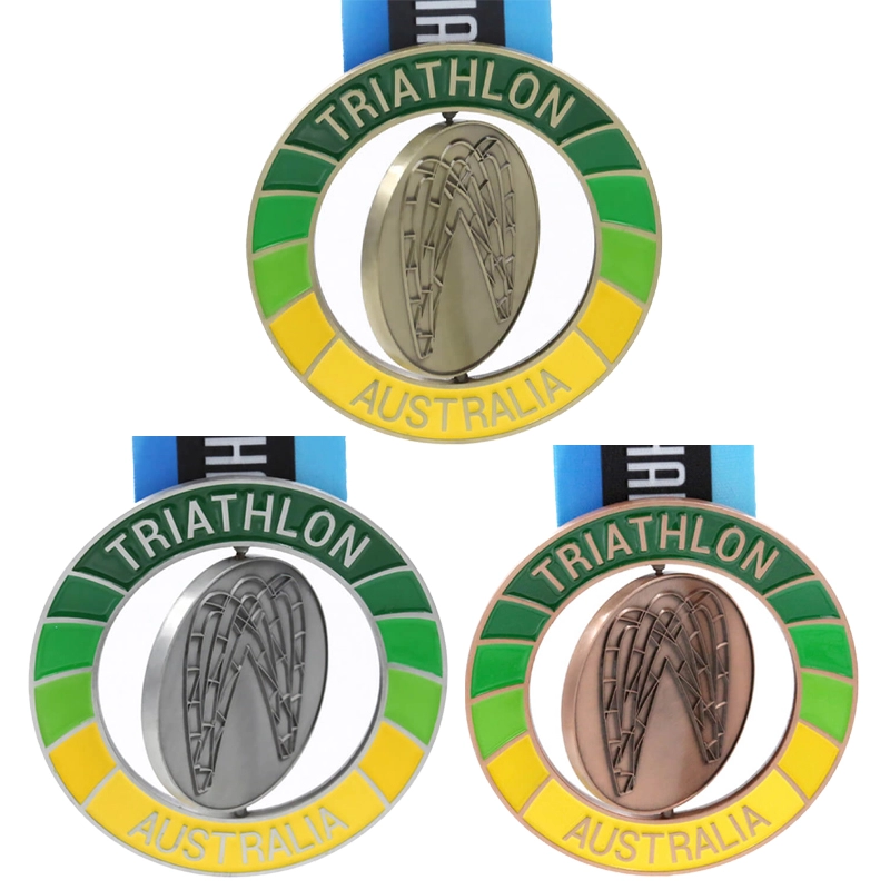 Medali triathlon pemintalan khusus pabrik medali