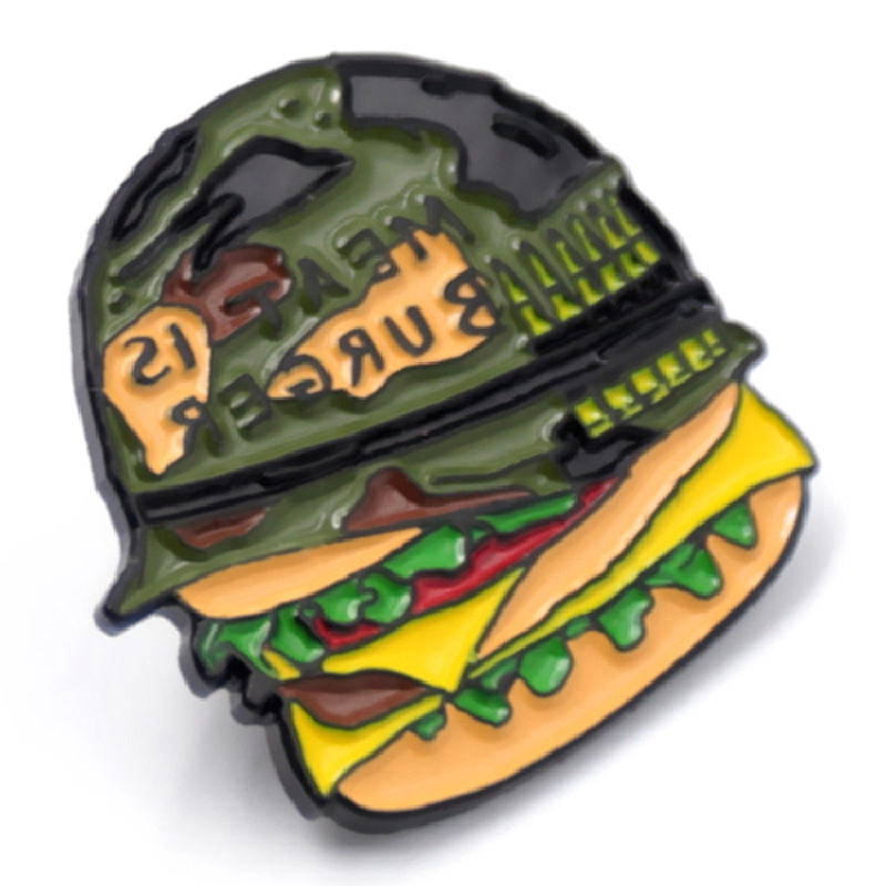 Pin kerah burger enamel lembut khusus dari produsen