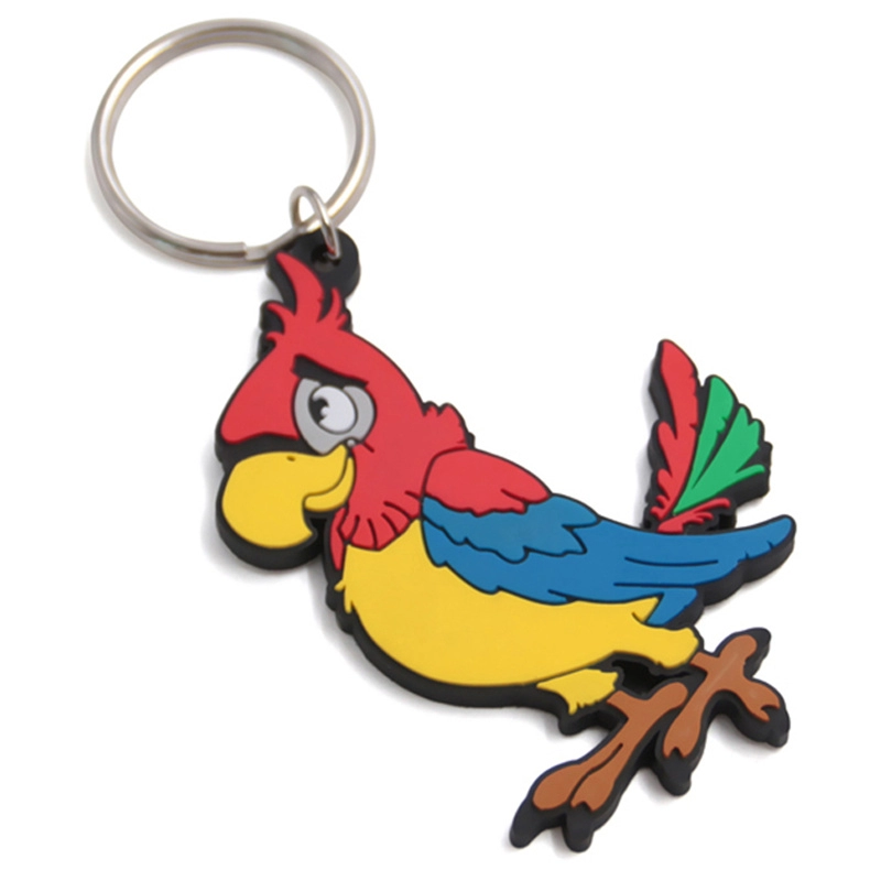 Pabrik gantungan kunci burung pvc lucu custom