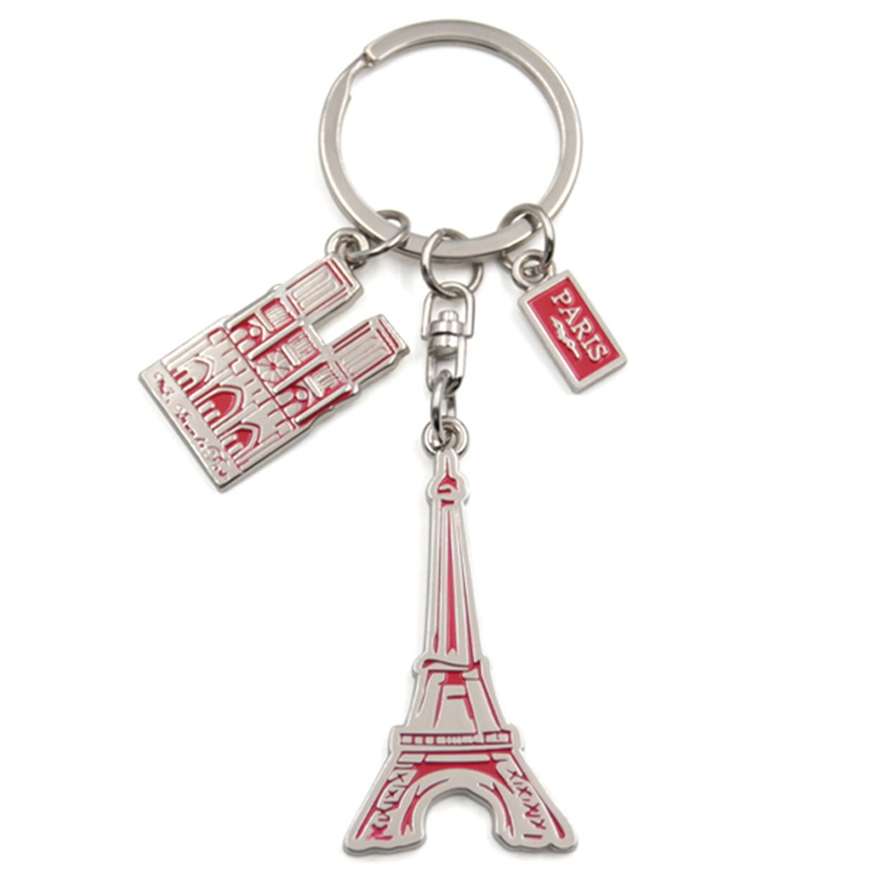 Pemasok kustom gantungan kunci logam menara eiffel Paris