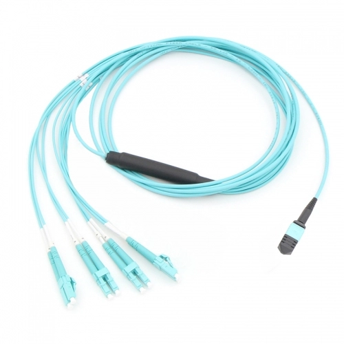 8 Fiber MPO (Pria) -4LC Duplex OM3 Multi-mode Fiber Optic Harness Kabel Fan-out/Breakout