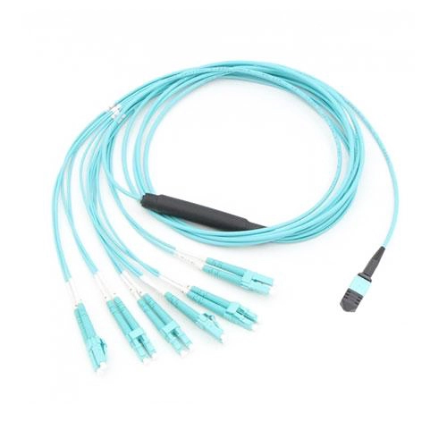 8 Fiber MPO (Pria) -4LC Duplex OM3 Multi-mode Fiber Optic Harness Kabel Fan-out/Breakout